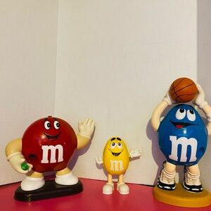 M&M's Character Vintage Candy Dispenser Toy Set - Red, Yellow, and Blue